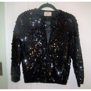 Vintage Sweater Cardigan Sequins Wool Angora Hand Beaded Cynles